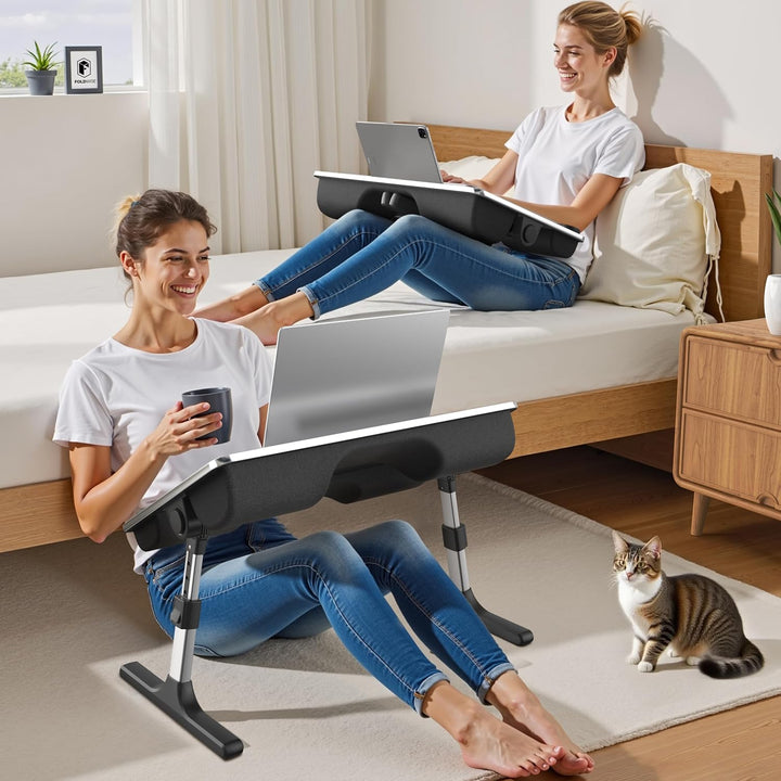 2-in-1 Bett- &amp; Schosstisch – Höhen- &amp; Neigungsverstellbar, Klappbar mit Kissen, Handgelenkauflage, T