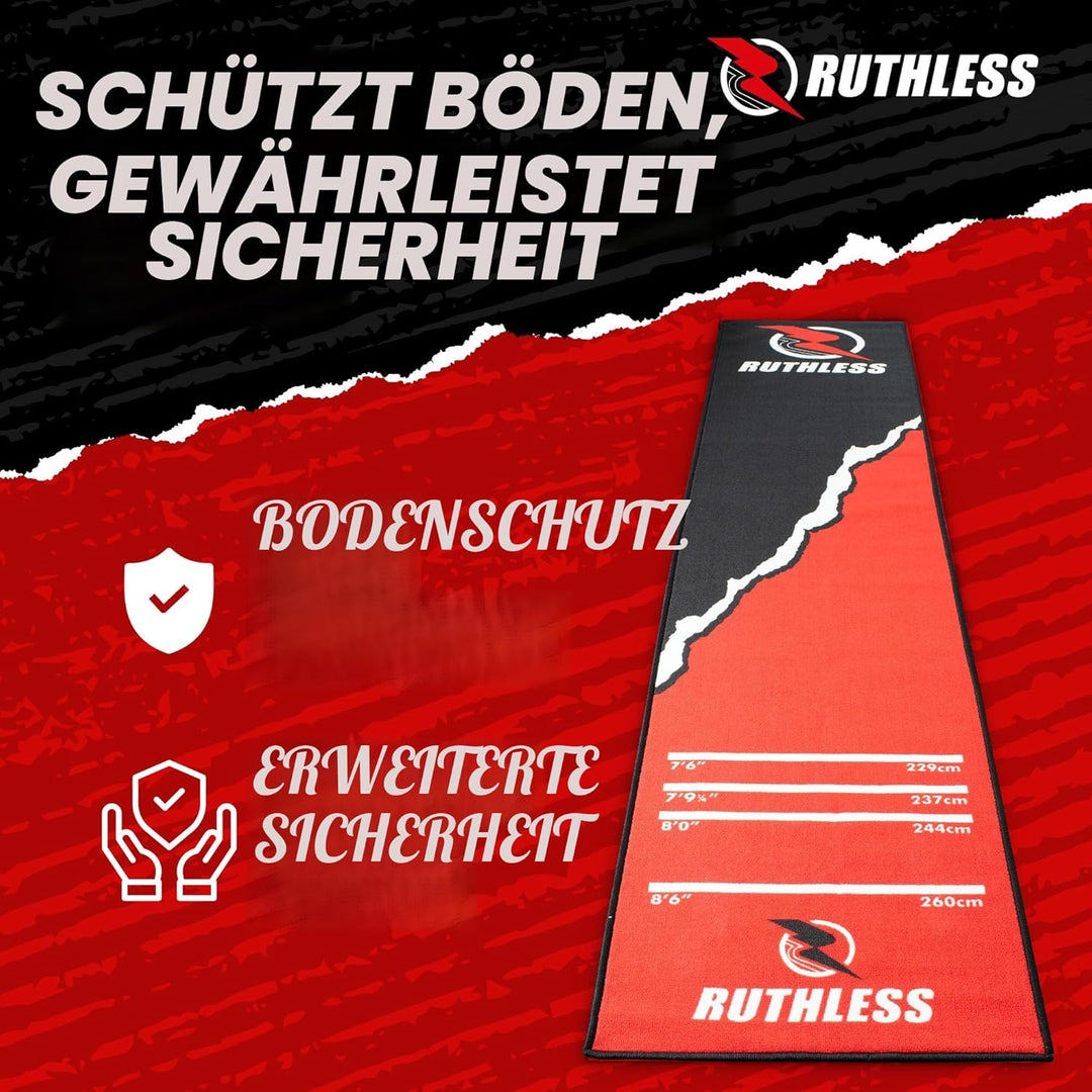RUTHLESS Dartmatte | strapazierfähige, rutschfeste und langlebige Teppich-Dartmatte für den Boden, s