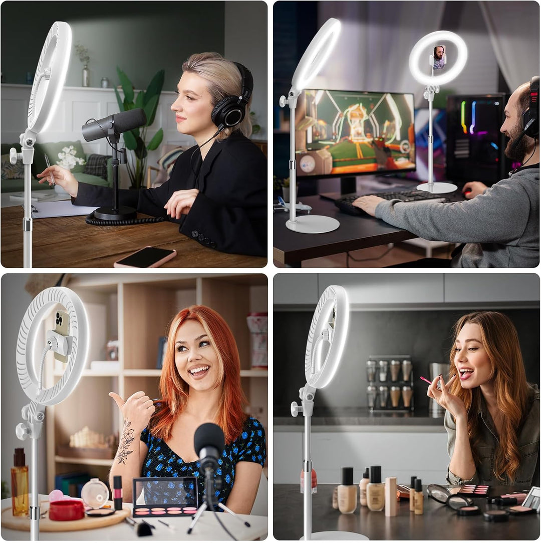 Evershop Ringlicht mit Stativ Ringleuchte Streaming Videokonferenz Licht Tisch, 10.5” LED Ring Light