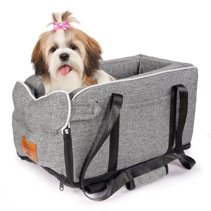 Hundeautositz für kleine Hunde bis 5.4kg | Universal Mittelkonsole Auto-Sitz | Abnehmbar waschbar |