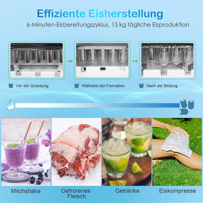 GOPLUS Elektrischer Eiswürfelzubereiter, Ice Maker 12kg/24H, Tragbare kompakte Eismaschine mit Selbs