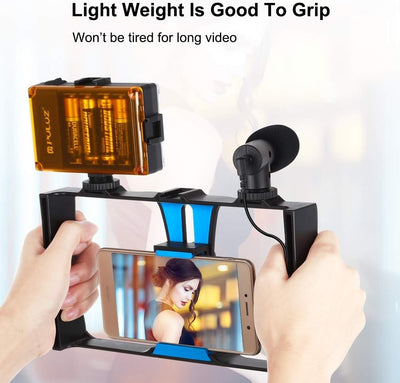 PULUZ Vlogging-kit für Smartphone Vlogging Set Like me mit Mikrofon + Video-Licht + Blitzschuh-Stati