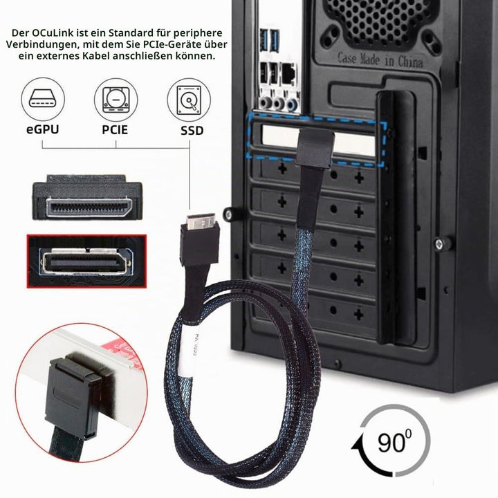 CY-Kabel, 90 Grad nach unten abgewinkelt, OcuLink PCIe 4.0 PCI-Express SFF-8611 4i auf SFF-8611, akt