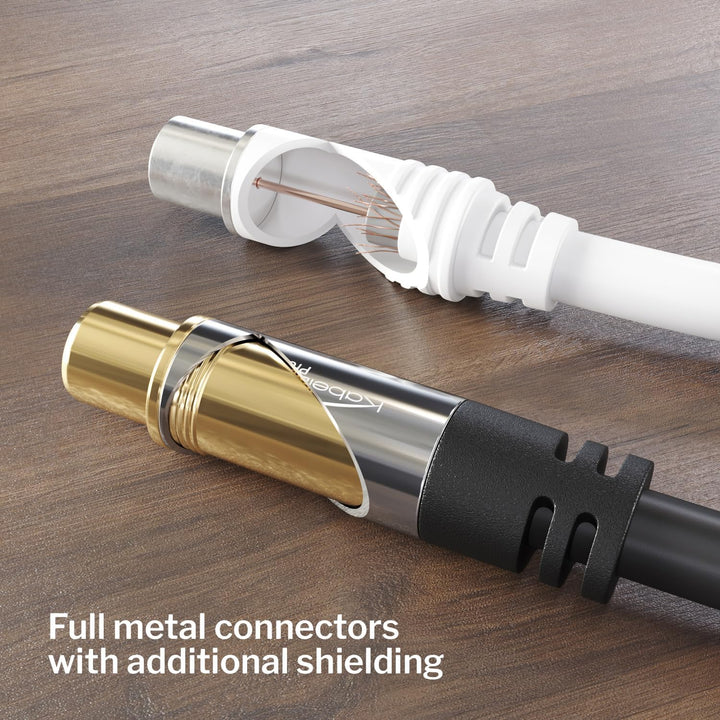 KabelDirekt – 4K Antennenkabel Nylon, TV Kabel 90° gewinkelt/gerade – 15m – Fernsehkabel mit Metalls
