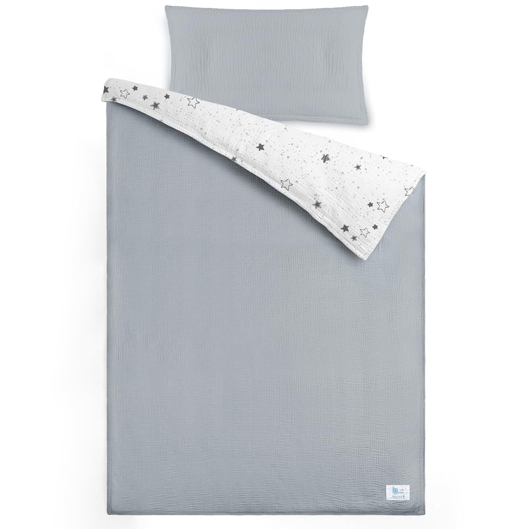 lulumoon Musselin Kinderbettwäsche 100x135: Bettbezug 100x135 + Kissenbezug 40x60cm aus Baumwolle –