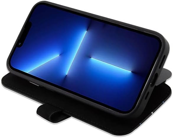 BMW BMBKP14X22RVSK Hülle für iPhone14 Pro Max 6,7" Schwarz Bookcase Leather Stamp Blue Lines