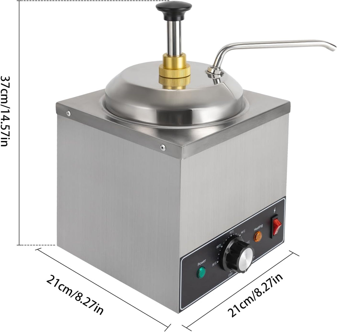 Edelstahl Sauc, 650W 2L Schokoladenspender Mit Pumpe Saucenspender, 2.1Qt Einzel-SaucenwäRmer Schoko
