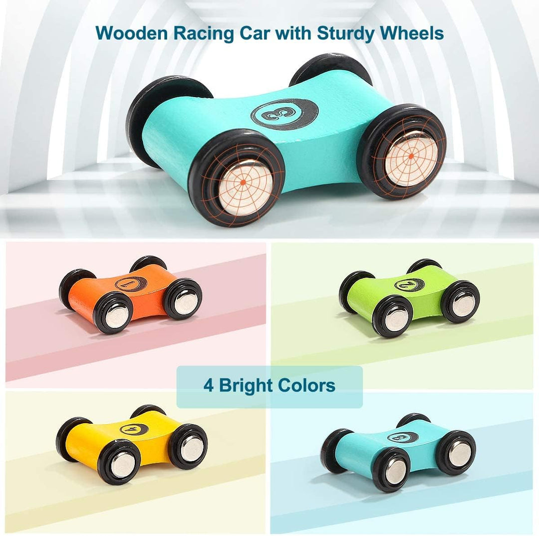 TOP BRIGHT Kugelbahn Autos Holz ab 1 2 Jahr, Auto Rennbahn Holz Spielzeug mit Garage, Holz Kinderspi