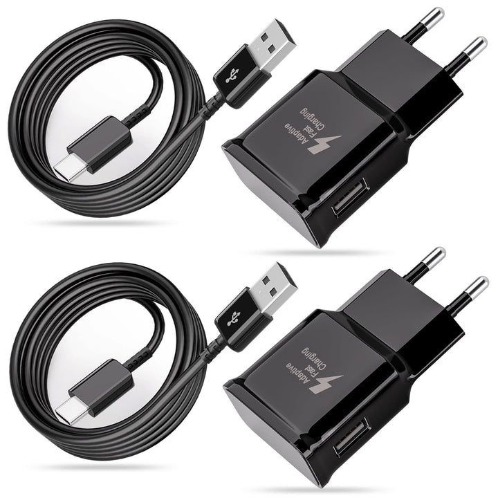 USB C Ladegerät, 2-Pack Schnellladegerät Handy Netzteil mit 2M USB C Ladekabel Kompatibel mit Samsun