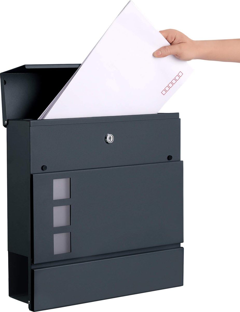 Paketbriefkasten Anthrazit Gross Briefkasten Rostfrei Wandbriefkasten Metall Postbox Draussen (Wayli