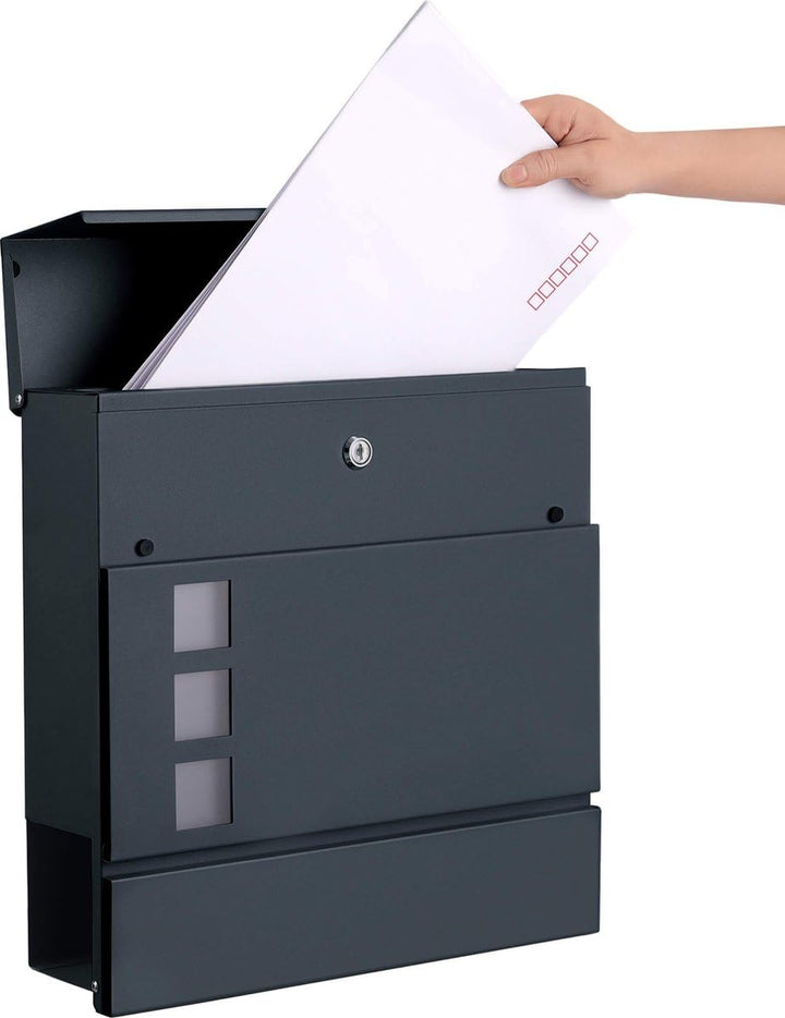 Paketbriefkasten Anthrazit Gross Briefkasten Rostfrei Wandbriefkasten Metall Postbox Draussen (Wayli