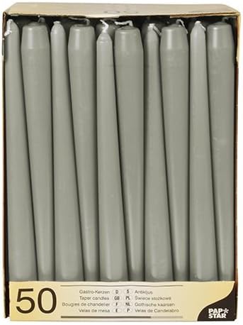 PAPSTAR 100 Leuchterkerzen Ø 2,2 cm · 25 cm grau (84805)