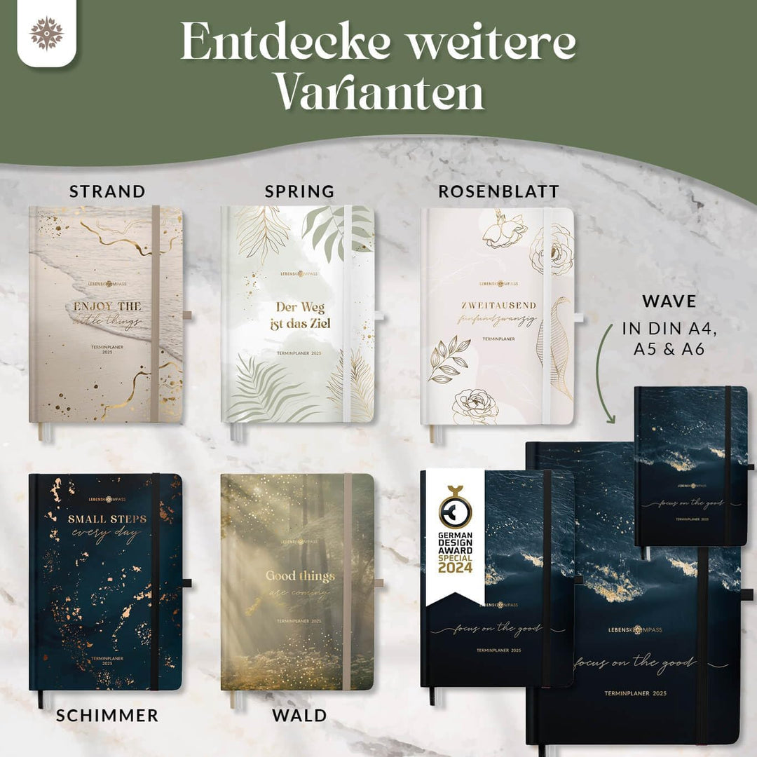 Lebenskompass Kalender 2025 Buchkalender A5 "WALD" - Schöner Wochenplaner 2025 & Terminkalender 2025