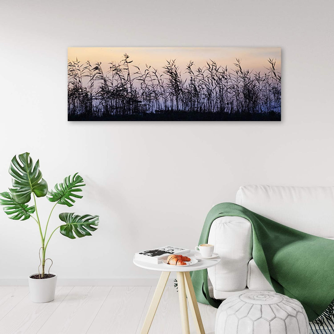 Feeby Wanddeko Natur Leinwandbild Kunstdruck für Schlafzimmer Grau 100x40 cm Leinwandbild 100x40 cm