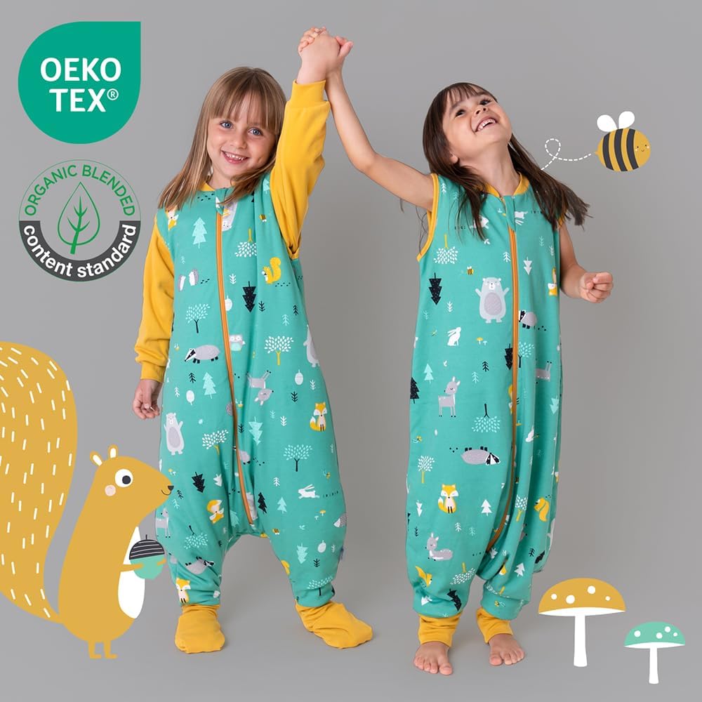 schlummersack Bio Baby Schlafsack mit Füssen Sommer 1 Tog 60 cm dünn Waldtiere | Schlafsack mit Bein