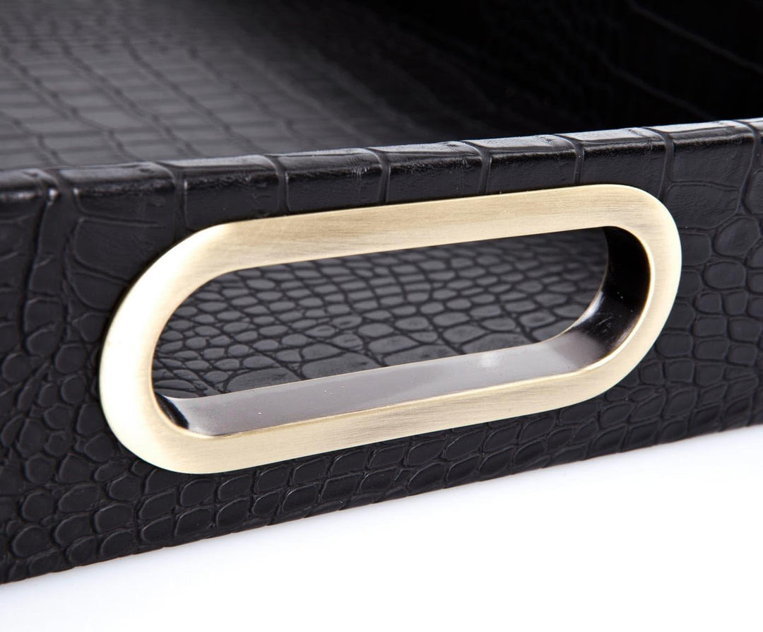 SIGNATURE HOME COLLECTION Tablett, Lederimitat, Schwarz