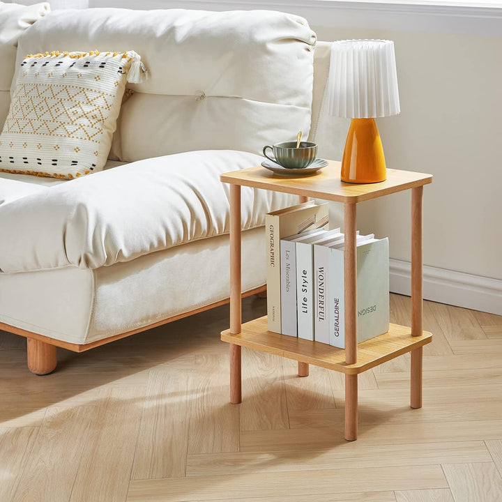IBUYKE Holz Beistelltisch, Nachttische mit 2 Ebenen, 39x29x53cm, Couchtisch, Sofatisch, für Schlafzi