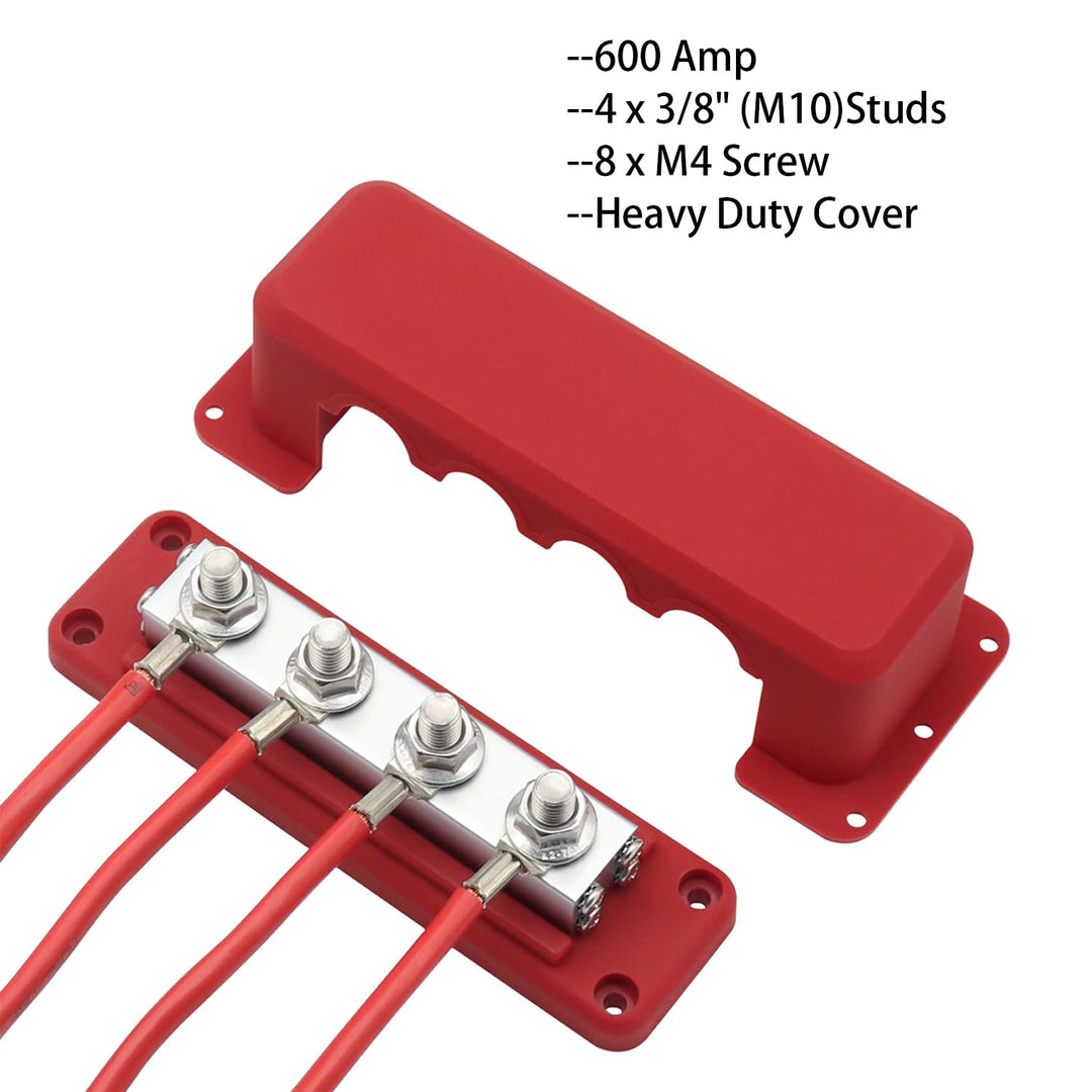Gloaso Kupfer Sammelschiene Batterie Busbar 12V-48V DC 600A mit 4x M10 Stromverteilerblock für Kfz W
