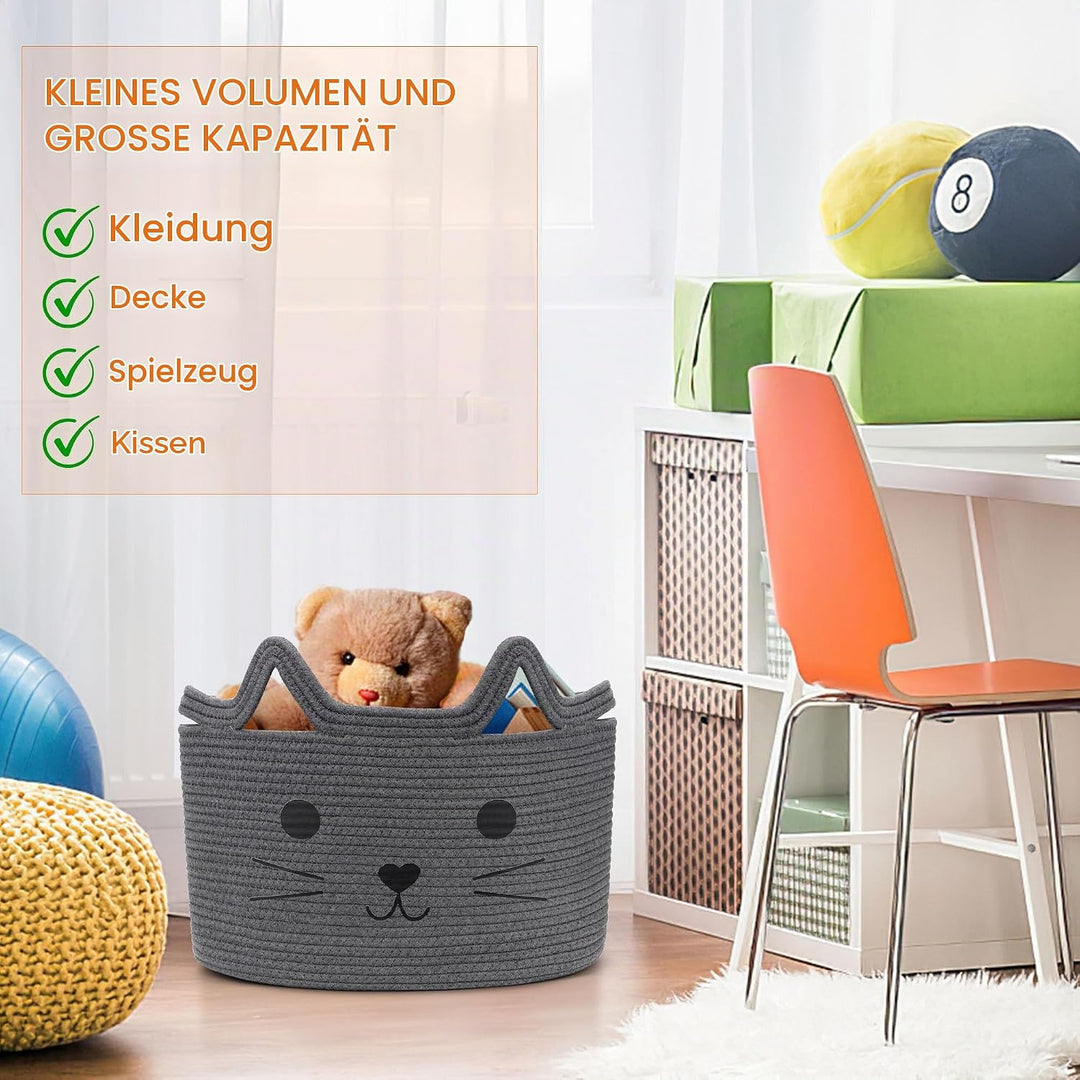 Aufbewahrungskorb Kinder aus Baumwolle für Spielzeug und Wäsche, Wäschekorb und Spielzeugkorb in ein