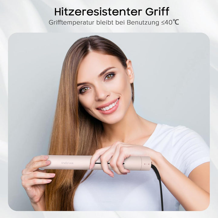 2-in-1 Haar Glätteisen und Lockenstab – 31mm Keramik Ionen Glätteisen für Locken und Glätten mit 5 T