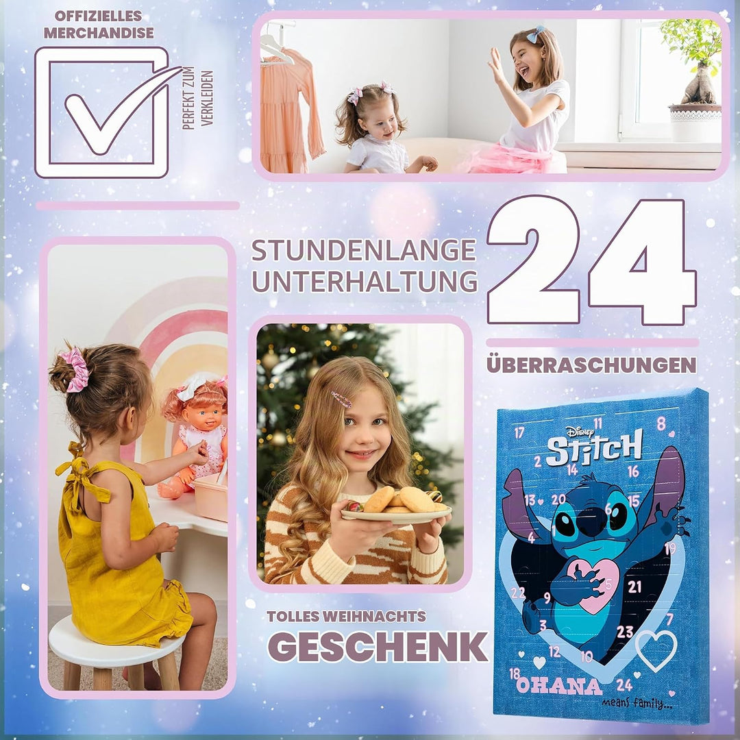Disney Stitch Adventskalender 2024, Haarschmuck &amp; Accessoires für Mädchen (Blau), Blau