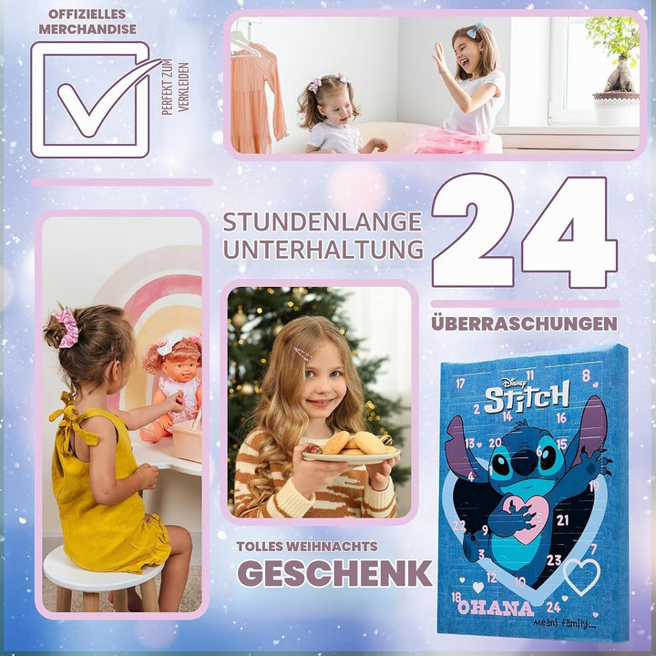 Disney Stitch Adventskalender 2024, Haarschmuck &amp; Accessoires für Mädchen (Blau), Blau
