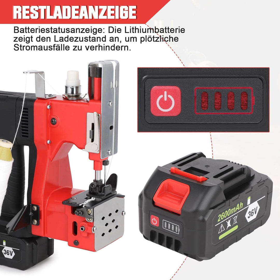 Elektrisch Sacknähmaschine Tragbare mit Akku, 210W Akku Sacknähmaschine, Elektrische Beutelverschlie