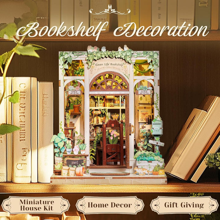 CUTEBEE Book Nook Kit – DIY Puppenhaus Häuser, Miniatur Haus Selber Bauen für Erwachsene, 3D-Holzpuz