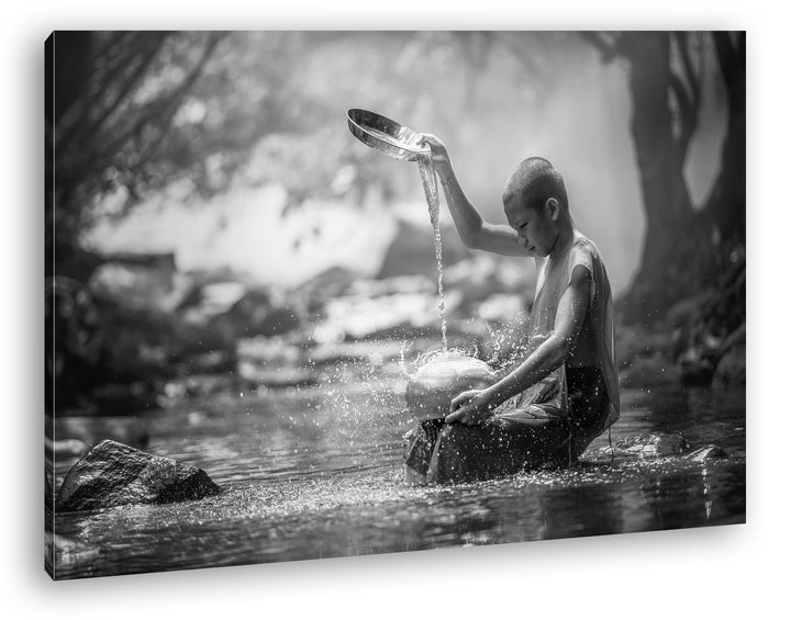 deyoli Buddhistischer Mönch Format: 80x60 Effekt: Schwarz/Weiss als Leinwandbild, Motiv fertig gerah