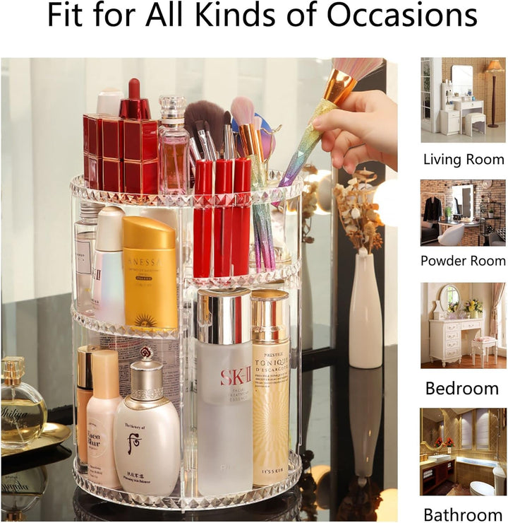 Make Up Kosmetik Organizer 360° Drehbar Kosmetische Aufbewahrungsbox Grosse Kapazität Transparent Ro