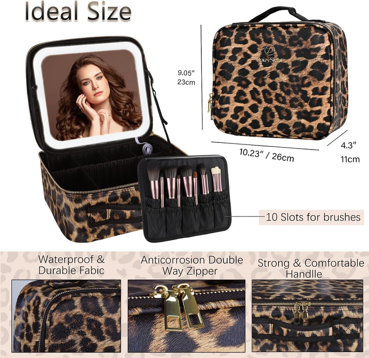 Kosmetiktasche mit LED Beleuchtung Licht, Make-up Tasche Koffer Verstauen für Reisen, Kosmetikkoffer