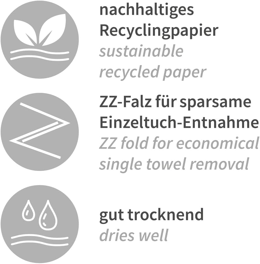Papierhandtuch, Falthandtuch, Handtuchpapier mit ZZ-Falzung, 2-lagig, 21 x 22,5 cm, blau.