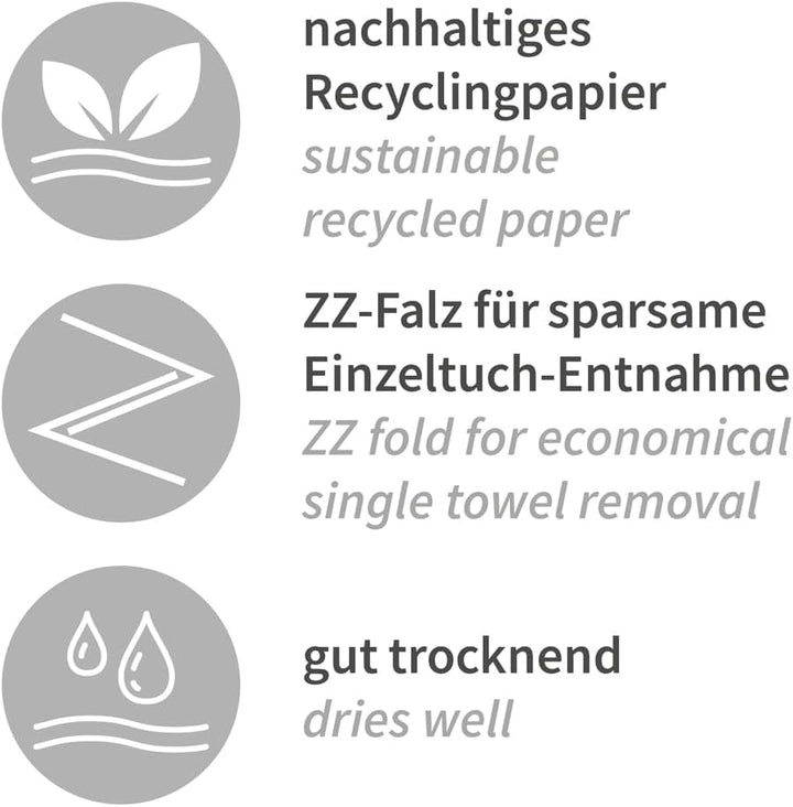 Papierhandtuch, Falthandtuch, Handtuchpapier mit ZZ-Falzung, 2-lagig, 21 x 22,5 cm, blau.