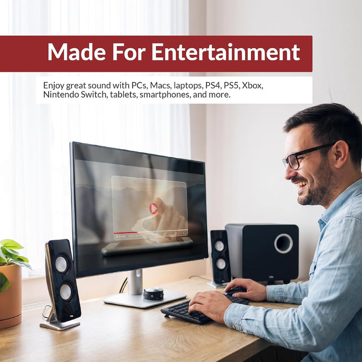 Cyber Acoustics CA-3610 2.1 Multimedia-Lautsprechersystem mit Subwoofer, perfekte Computer-Lautsprec