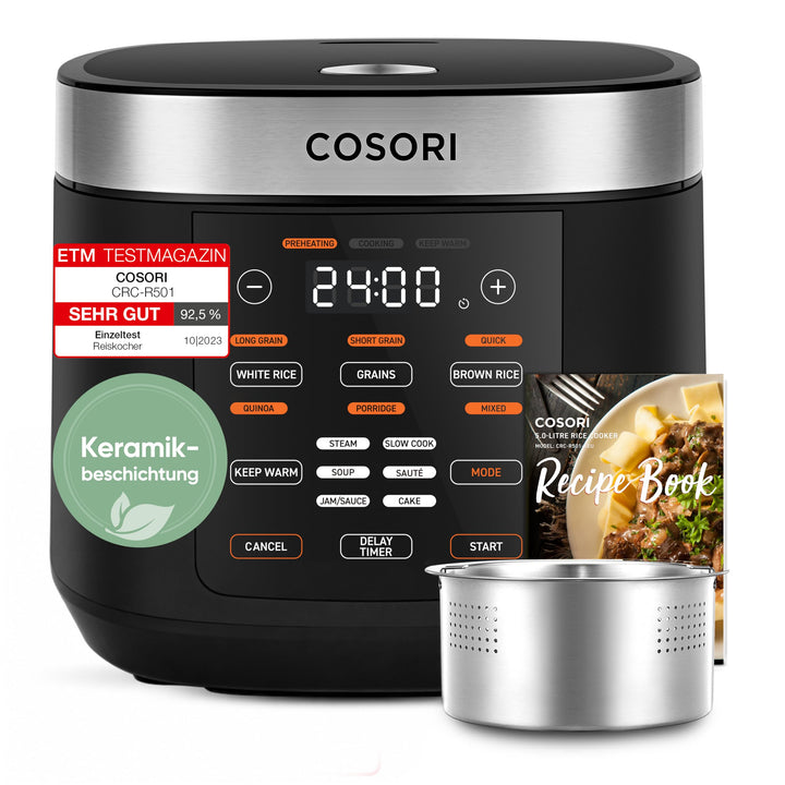 COSORI Reiskocher, Multikocher mit 17 Programme, Rice Cooker 1,8 L, Fuzzy-Logik, Dampfgarer mit Edes