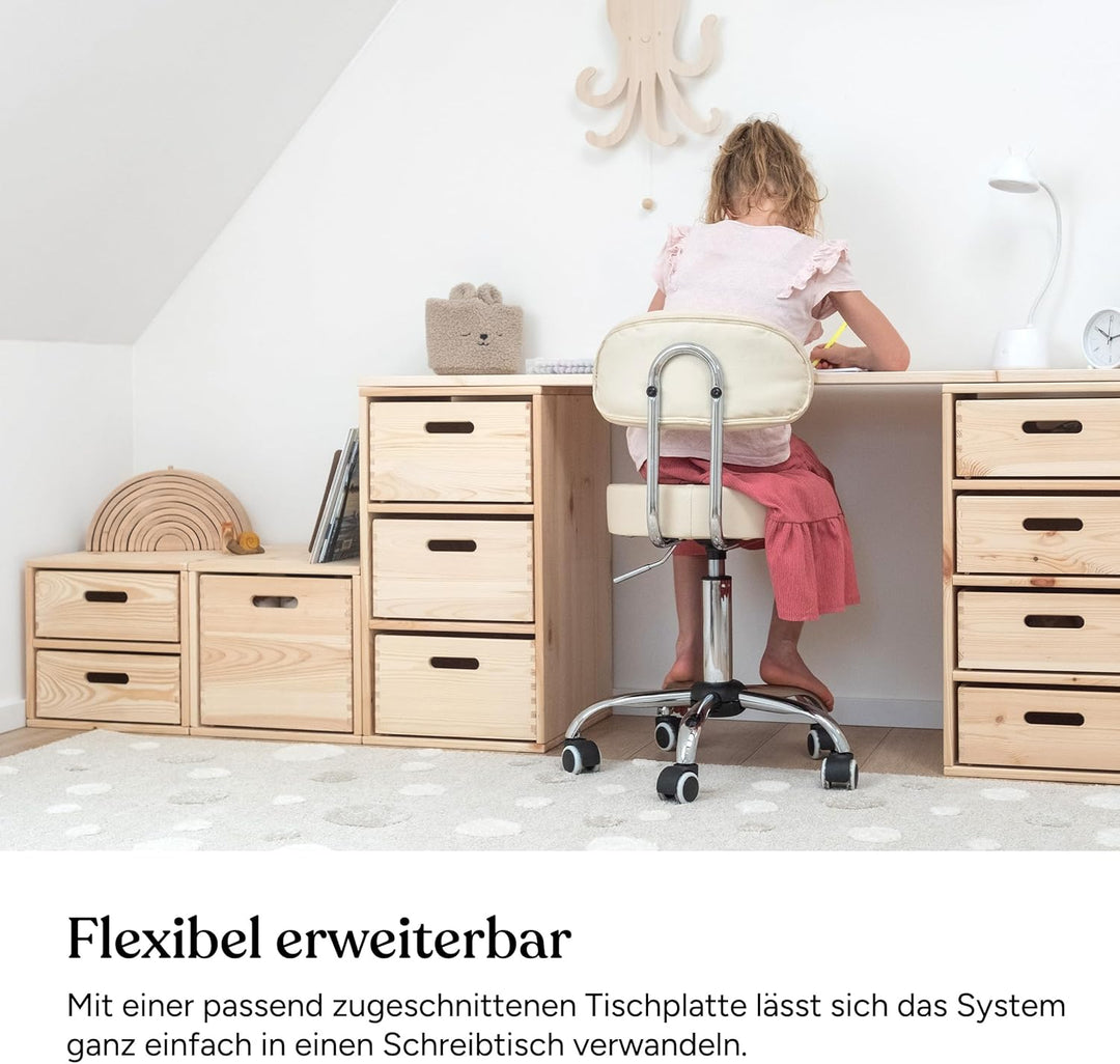 Ehrenkind® Regal für Kinderzimmer – Praktisches Aufbewahrungssystem aus Kiefer für Spielzeug und Ord