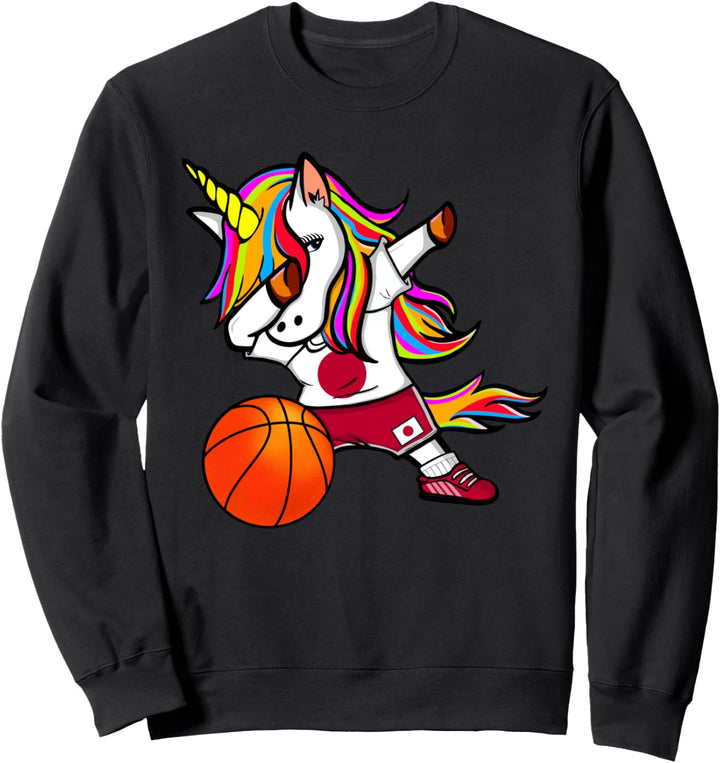 Dabbing Unicorn Einhorn Japan Basketball - Japanische Flagge Sweatshirt