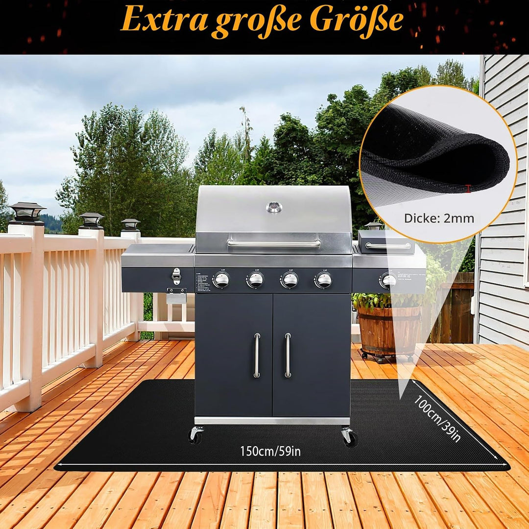 Feuerfeste Unterlage Grill, 100x150cm Matte Outdoor, Hitzebeständig bis zu 850℃, Hitzeschutzmatte Kü