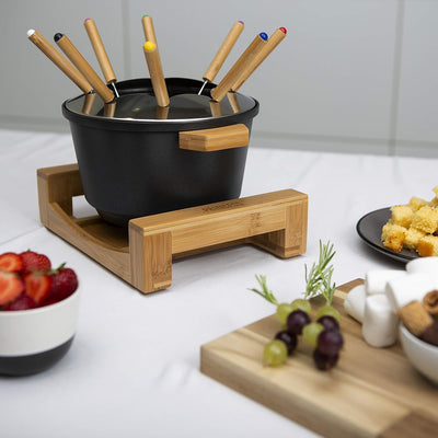 Princess 01.173025.02.001 Fondue Set Pure Black, Aluminium Gusseisen, Bambus & Schwarz