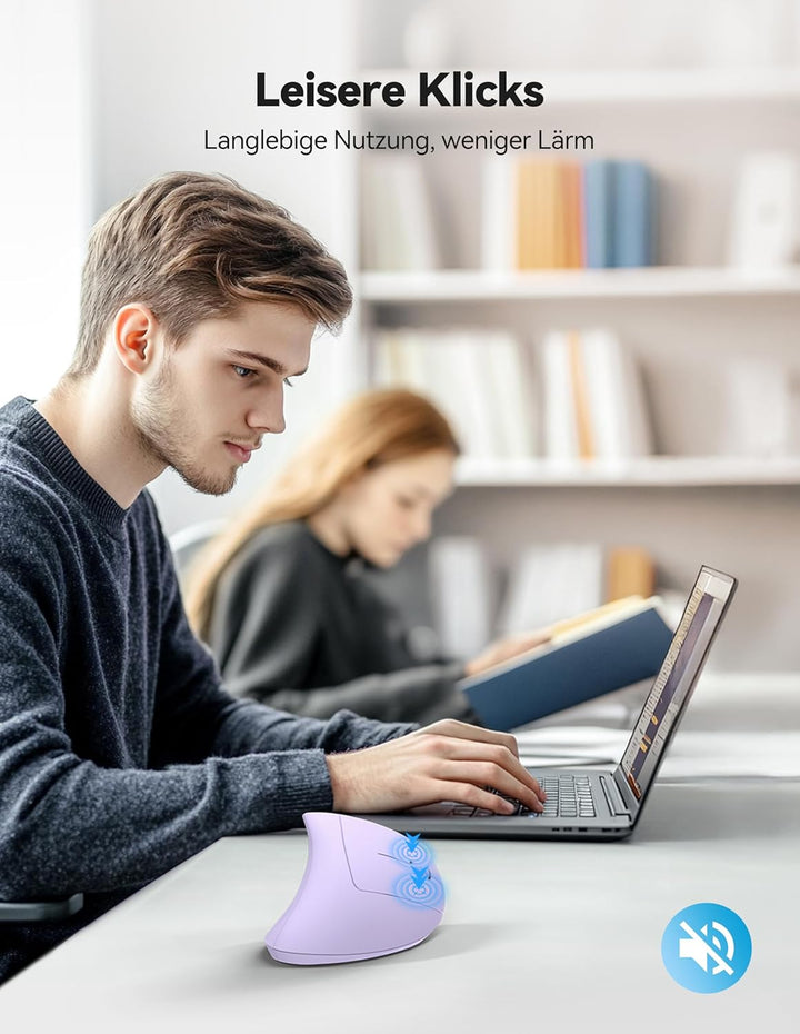 TECKNET Ergonomische Bluetooth Maus, Wiederaufladbar Kabellose Vertikale Maus (BT 5.0/3.0 + 2.4G), 6