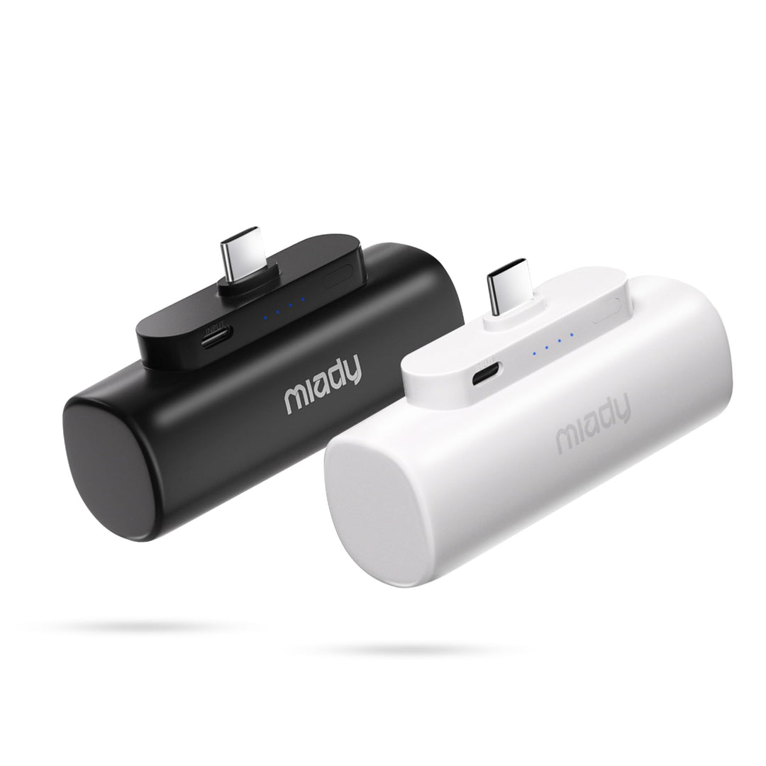 [2 Stück] Miady Mini Power Bank Klein Aber Stark, 5000mAh 5V/2.4A USB C Ausgang Externer Akkus, Komp
