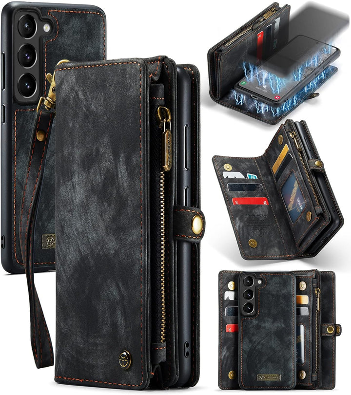 UFinetech Samsung S23 Hülle, Stossfest Kartenfach Magnetisch Abnehmbare Tasche Samsung Galaxy S23 5G