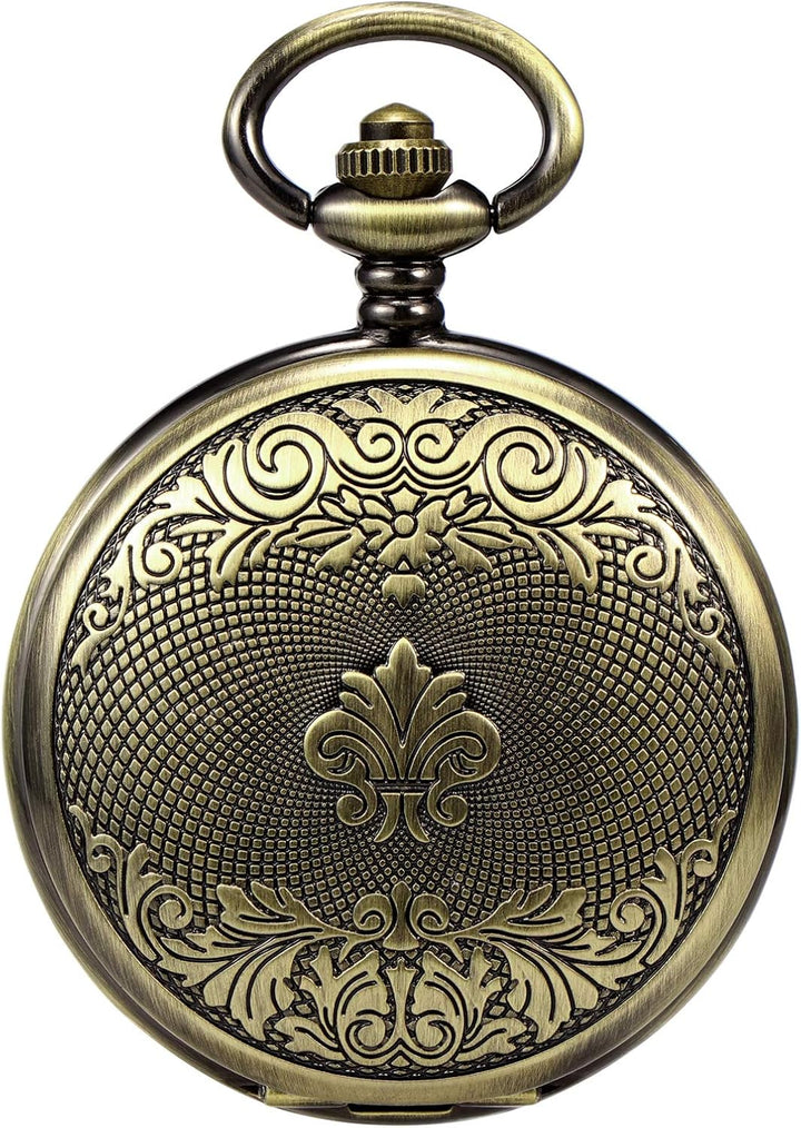 TREEWETO Antike Drache Mechanische Skelett-Taschenuhr mit Kette Bronze101, Bronze101