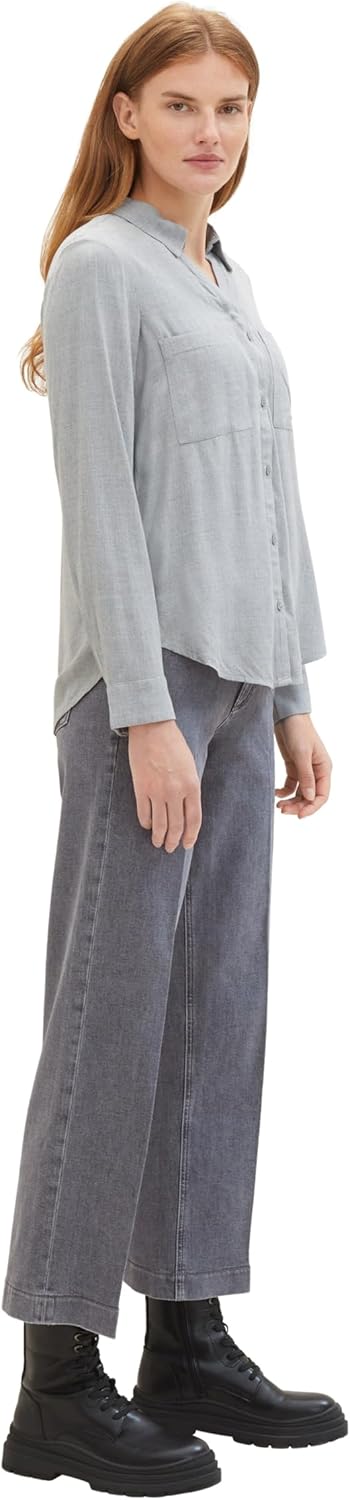 TOM TAILOR Damen High Waist Culotte Jeans mit weitem Bein 31W / 30L 10210 - Grey Denim, 31W / 30L 10