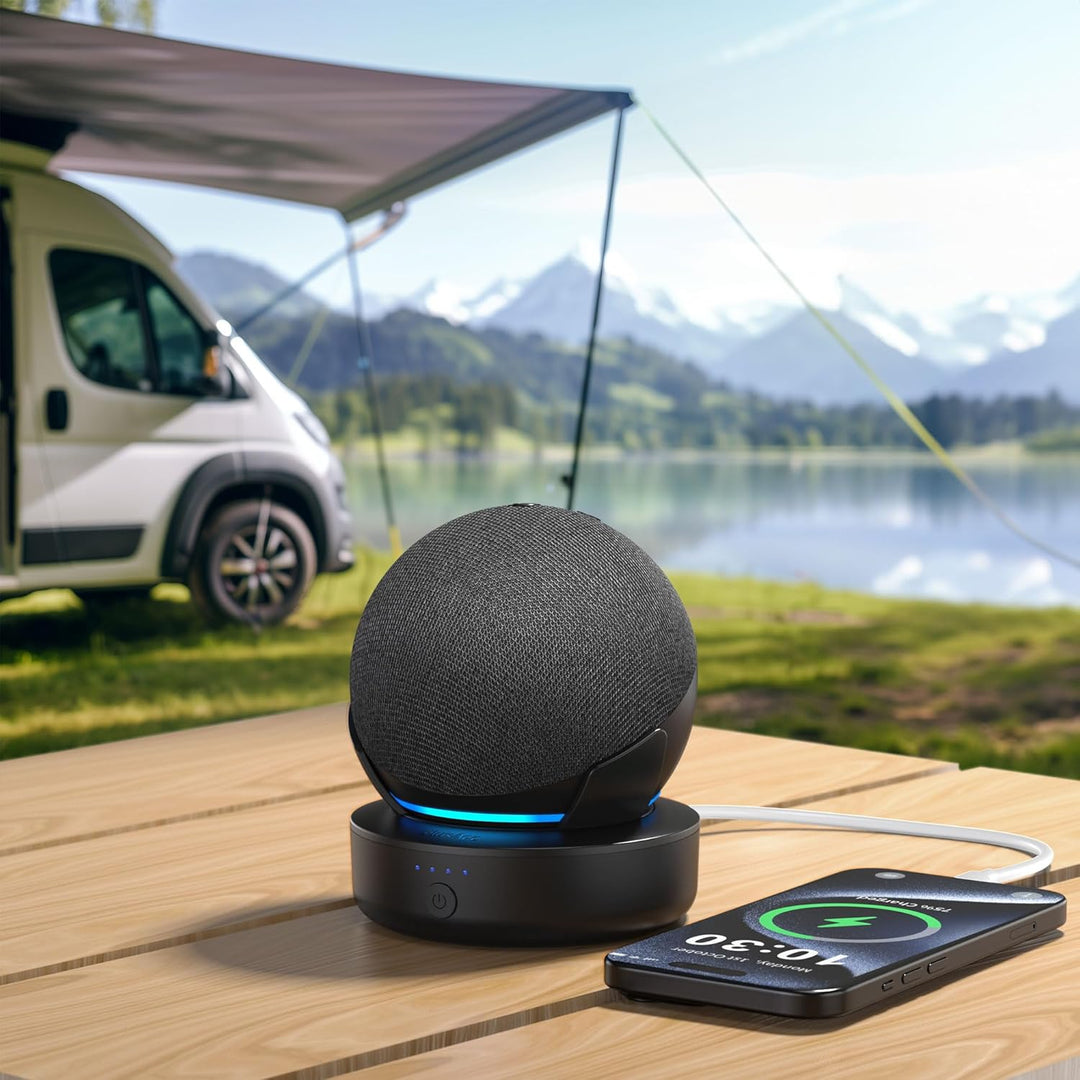 PlusAcc Akku für Dot 4./5. Gen &Goole - Tragbare Batterie Base Ständer Zubehör (Nur Akku) (Schwarz),