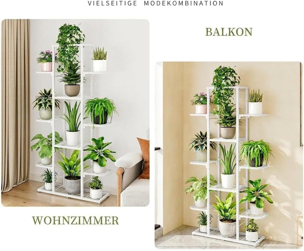 Litake Pflanzenregal Metall, 5 Ebenen Blumenständer für Innen &amp; Aussen | Metall Pflanzenregal mit 5