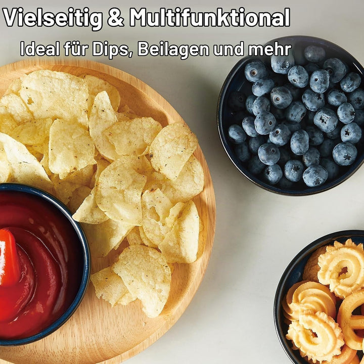 ONEMORE Auflaufförmchen, 6 Stück Soufflé-Förmchen, flache Keramik-Crème-Brûlée-Schälchen, 118 ml, bl