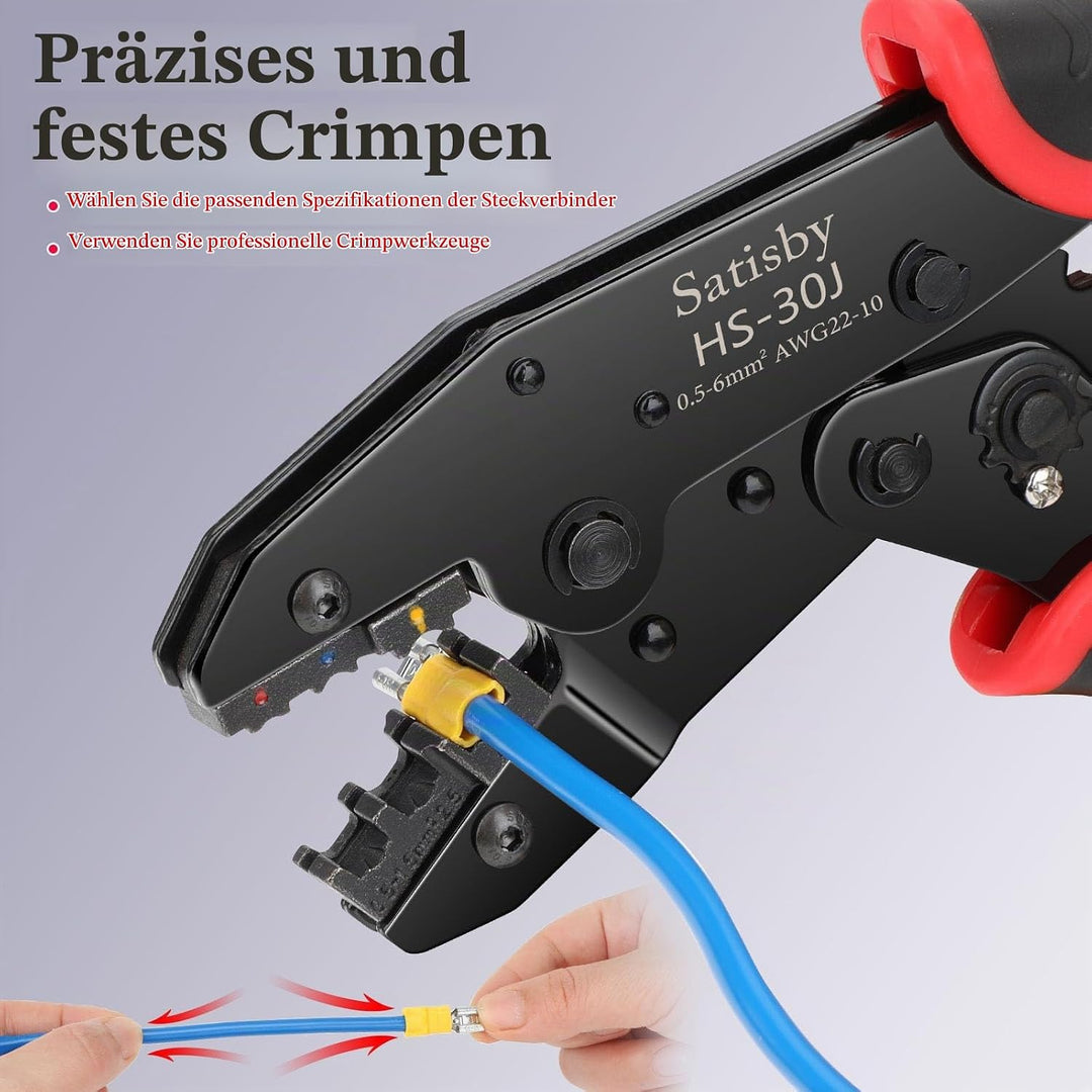 Crimpzange Kabelschuhe Set-Kabelschuhzange für 0,50-6,00 mm² Kabelhülsen 17 Typen 300Stück isolierte