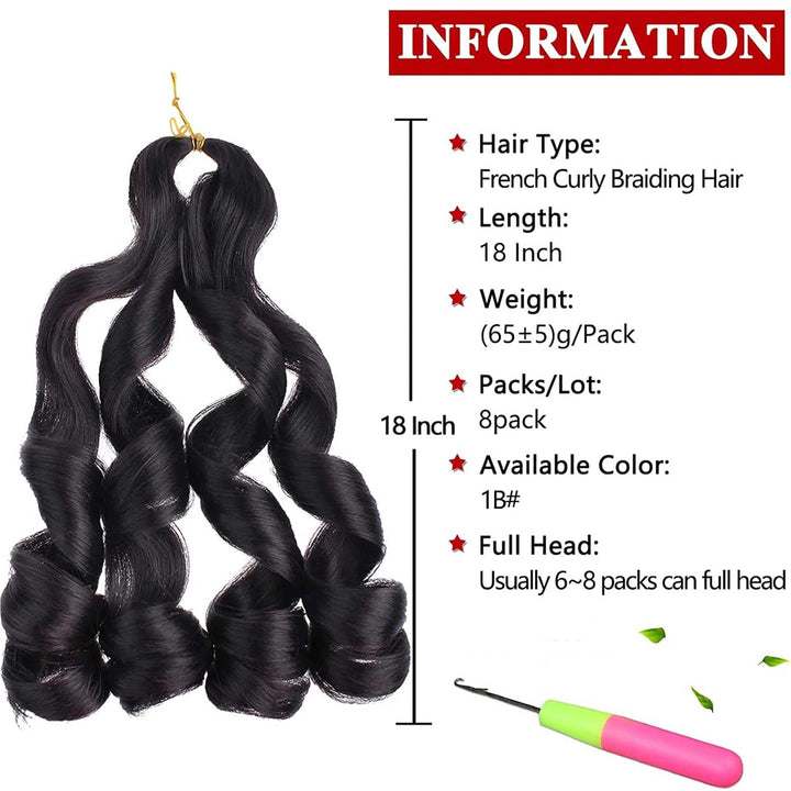 Xtrend Pre Stretched French Curly Braiding Hair 18 Inch 8 Packs Bouncy Loose Wave Braiding Hair Hot