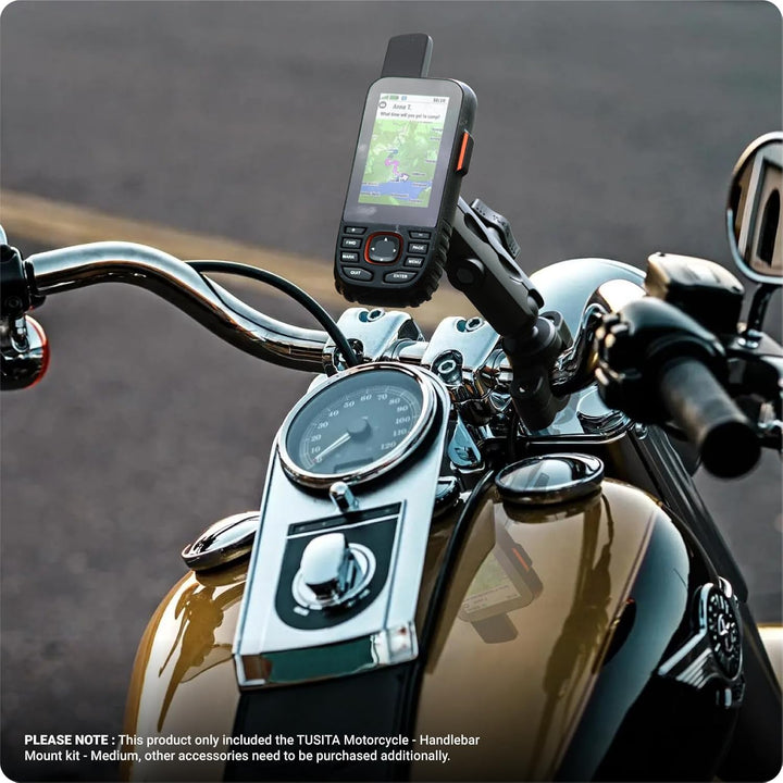 TUSITA Motorrad GPS Halterung - Halter Kompatibel mit Garmin Handheld GPS - Doppelter Socket-Arm Med